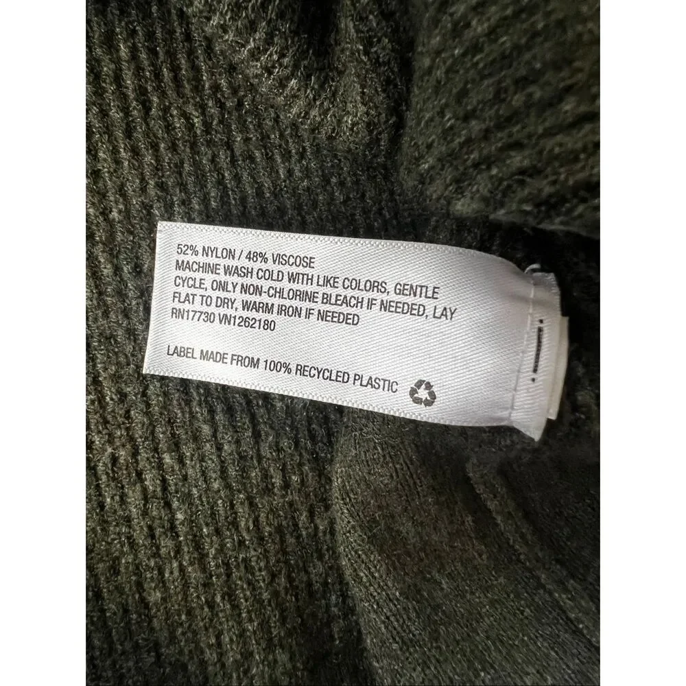 A New Day Olive Green Waffle Knit Long Sleeve Crew Neck Sweater Dress L - Picture 5 of 7